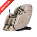 Infinity Sovana 4D DualPro beige massage chair front view with plush upholstery, ergonomic armrests, and extended footrest for full-body therapeutic coverage.
