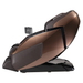 Side profile of the brown Infinity Ultra Imperial Syner-D massage chair displaying its sleek recline system and sophisticated modern design.