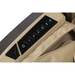 Detailed view of the quick access control panel integrated into the armrest of the grey and tan Infinity Ultra Imperial Syner-D massage chair for convenient massage customization.