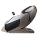 Side view of the grey and tan Infinity Ultra Imperial Syner-D massage chair highlighting its contemporary design and space-saving recline technology.