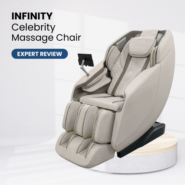 Infinity Celebrity massage chair on a white background representing a product review.