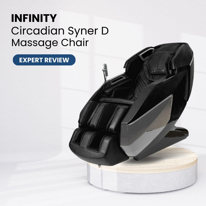 Discover our expert review of the Infinity Circadian, a massage chair that features advanced 4D technology with dual track rollers, inversion therapy, heat therapy, and a variety of customizable massage programs. 