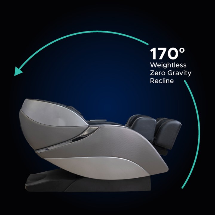 Image of the Infinity Genesis Max massage chair in zero gravity position, with the chair reclined to a weightless state, helping to reduce spinal pressure and enhance relaxation during the massage.