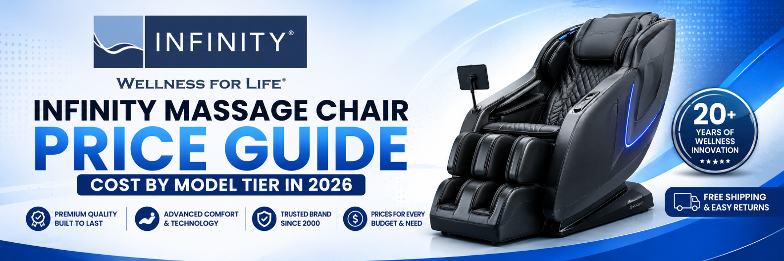 Infinity Massage Chair Price Guide, Cost by Model Tier in 2026 desktop banner.