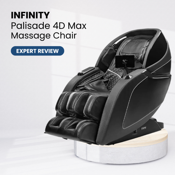 Infinity Palisade 4D Max massage chair in a modern setting representing a product review.