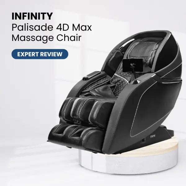 Infinity Palisade 4D Max massage chair in a modern setting representing a product review.