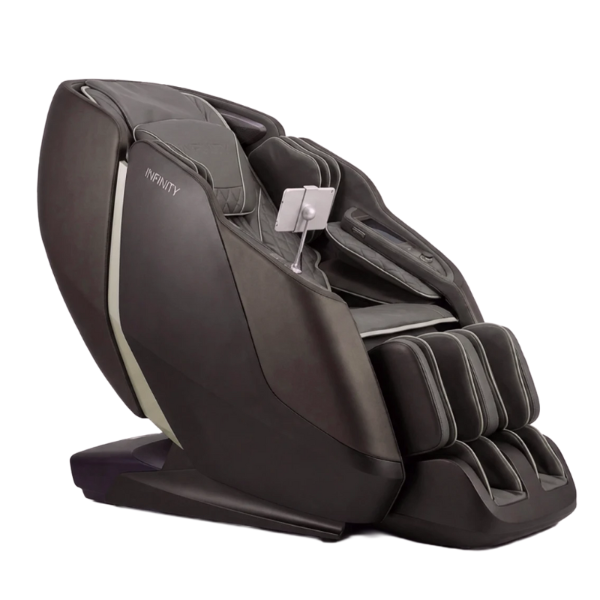 Infinity Sensation DualFleX heated massage chair with lumbar, calf, knee, and foot heat for deep muscle relaxation.