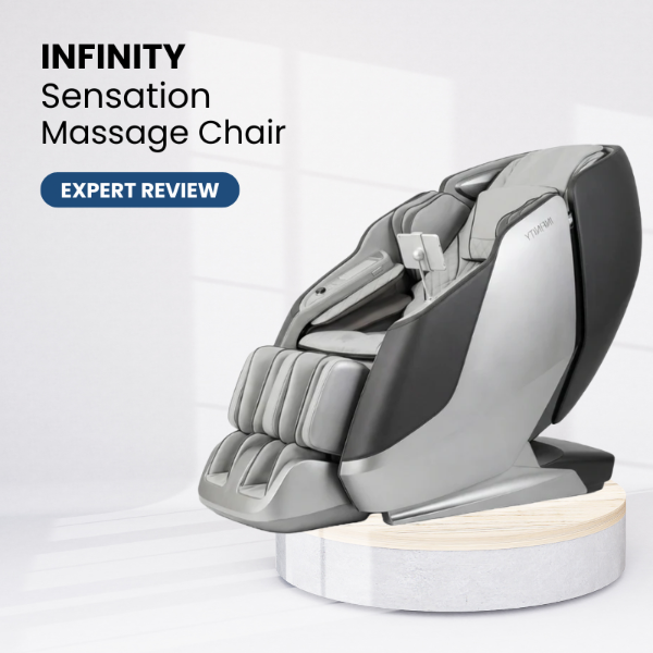 Infinity Sensation massage chair on a white background representing a product review.