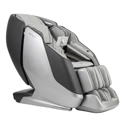 Infinity Sensation DualFlex massage chair in sleek silver and grey. 