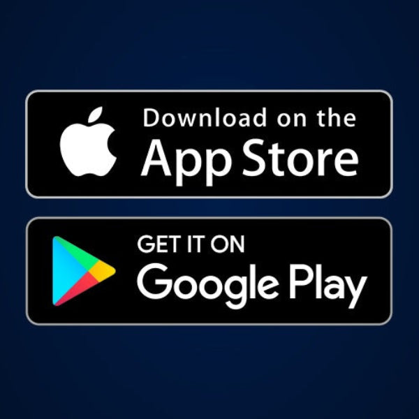 Smartphone displaying the Infinity Serenza Flex mobile app interface for iOS and Android remote chair control.