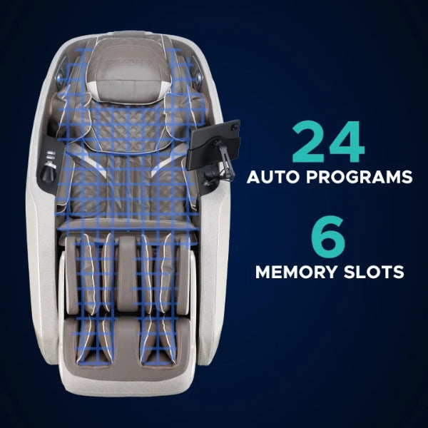 TrueFit body scanning sensor system mapping user shoulder height and spinal profile on the Infinity Serenza Flex massage chair.
