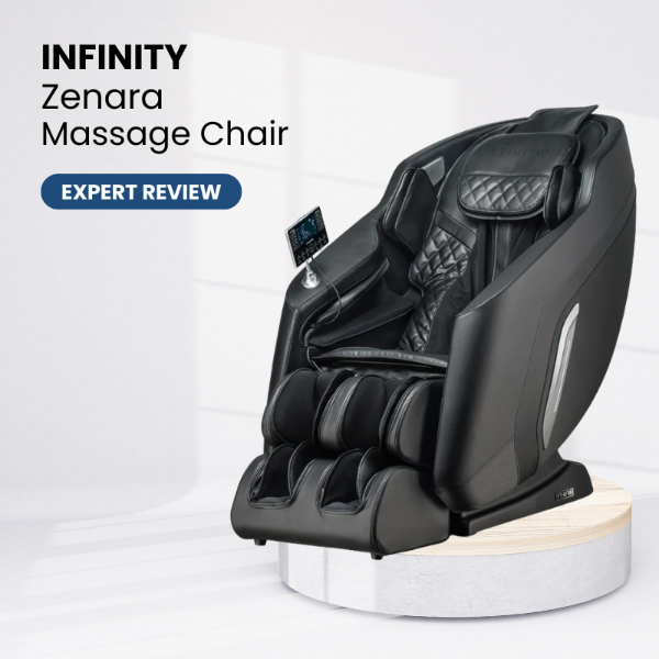 Infinity Zenara massage chair in a modern setting representing a product review.