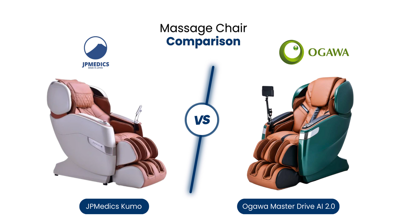 In this comprehensive massage chair comparison, we’ll compare the similarities and differences between the JPMedics Kumo and the Ogawa Master Drive 2.0.