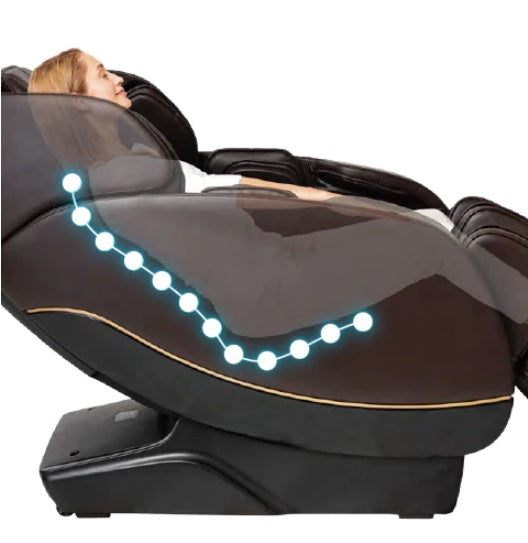 L-Track rollers in the Jin 2.0 glide along an extended track that contours the natural shape of your spine for a soothing massage. 