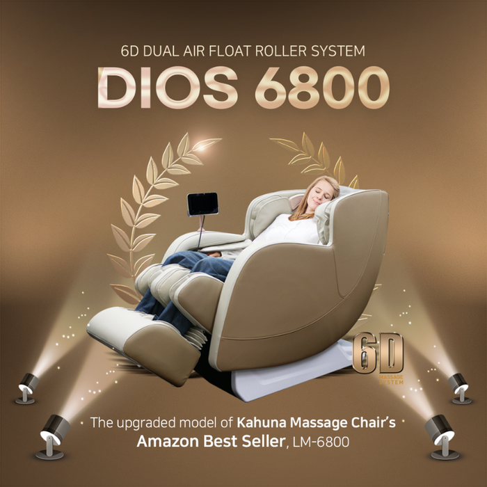 Kahuna Dios 6800 6D dual air float system with full-body air compression for weightless, zero gravity massage experience.