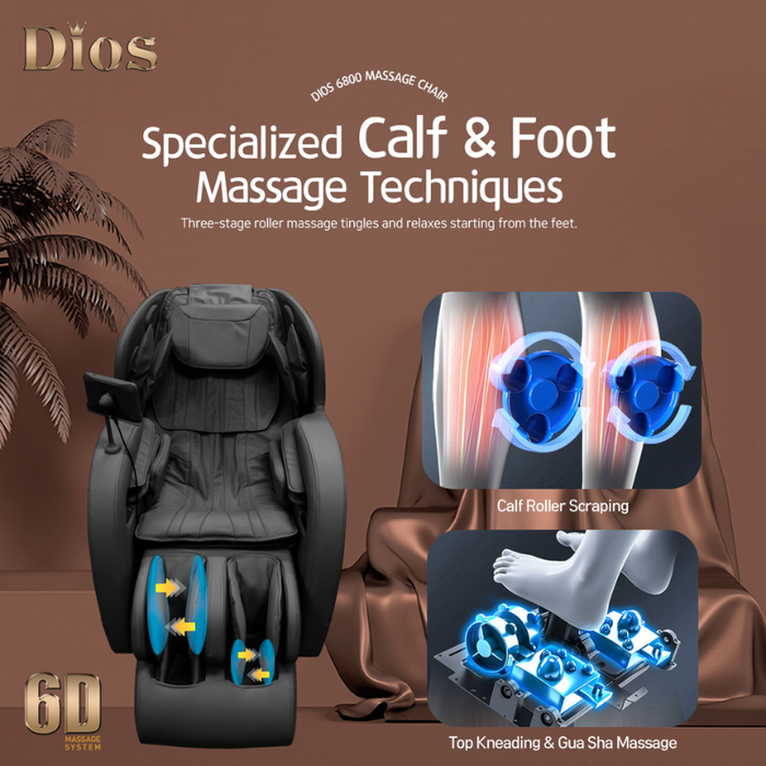 Kahuna Dios 6800 calf and foot massage system with air compression and rollers for targeted lower body relief.
