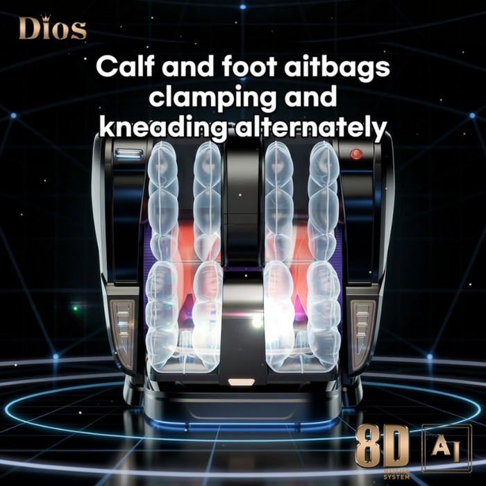 Kahuna Dios 1288 calf and foot airbag massage system with full-body air compression for lower leg and foot relief.
