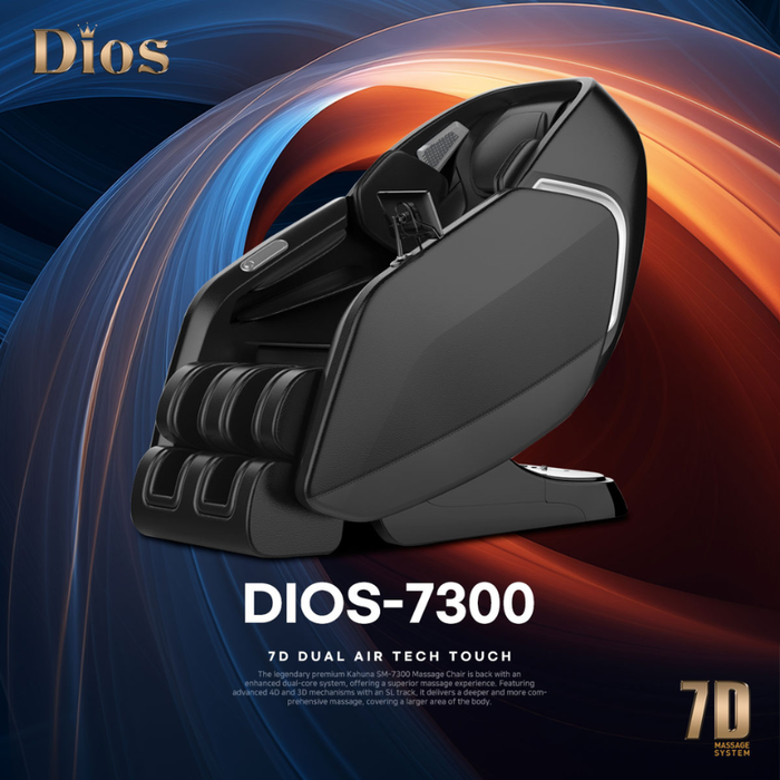 Kahuna Dios 7300 7D dual air tech touch system combining advanced massage rollers and full-body air compression.