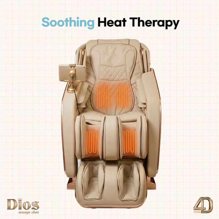 Kahuna Dios Flexa massage chair with heating elements in the lumbar region and legs. 