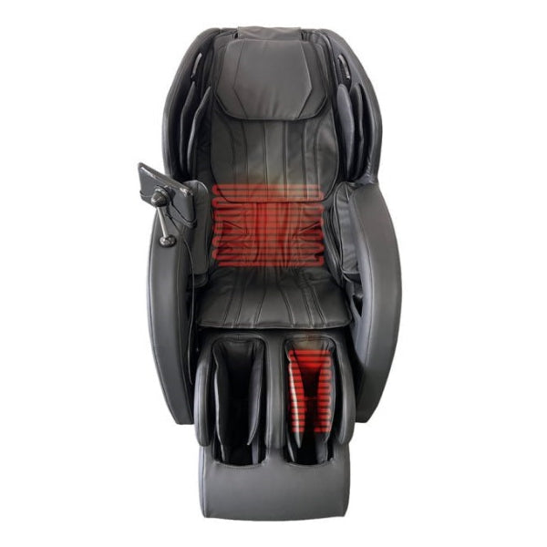 Black Kahuna Diois-6800 massage chair with red accents indicating soothing heat therapy.
