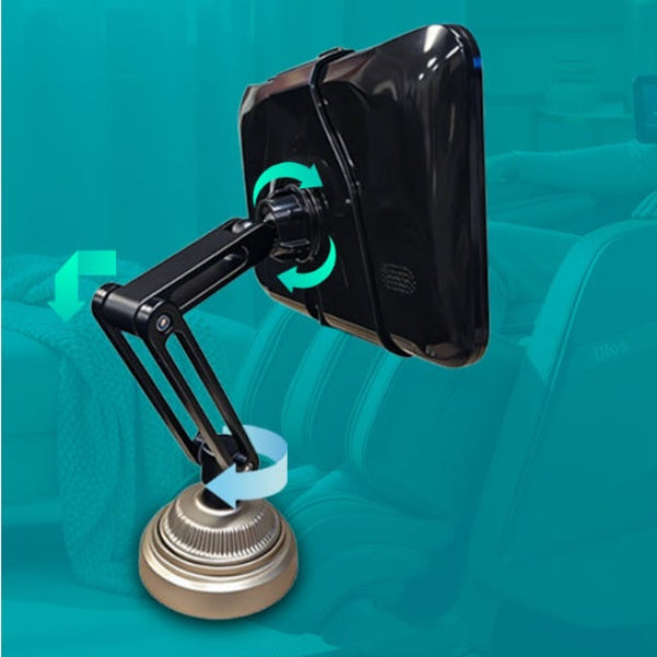 Kahuna Dios Flexa massage chair with 360-degree rotating tablet holder for adjustable viewing and hands-free convenience.