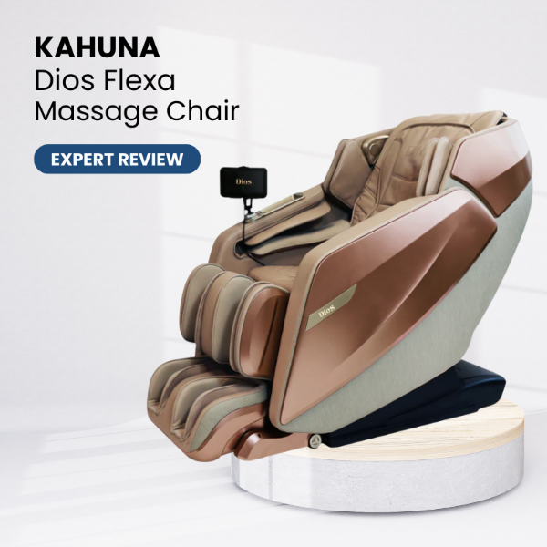 Kahuna Dios Flexa Massage Chair on a white background with 'Expert Review' label.