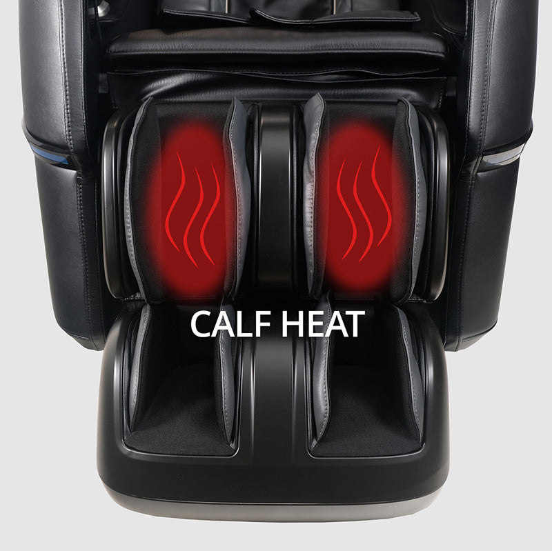Kyota Kizuna M688 massage chair lumbar and calf heat therapy for muscle relaxation.