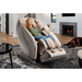 Kyota Hatsumei M900 AI 4D Massage Chair in Gray and Tan placed in a modern living room setting, showcasing elegant design and premium home wellness appeal.