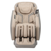 Front view of Kyota Hatsumei M900 AI 4D Massage Chair in Gray and Tan showing ergonomic design, padded armrests, and full-body massage layout.