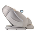 Side view of Kyota Hatsumei M900 AI 4D Massage Chair in Gray and Tan highlighting sleek modern contours and space-saving design.