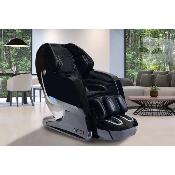 Kyota Yosei M868 4D massage chair in black in a living room setting.
