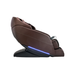 Kyota Yugana M780 4D Massage Chair in rich brown leather-look, side profile showing extended footrest, ergonomic arm panels, and sleek design.
