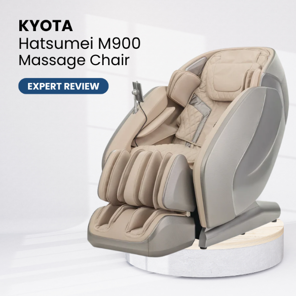 Kyota Hatsumei M900 massage chair on a white background representing a product review.