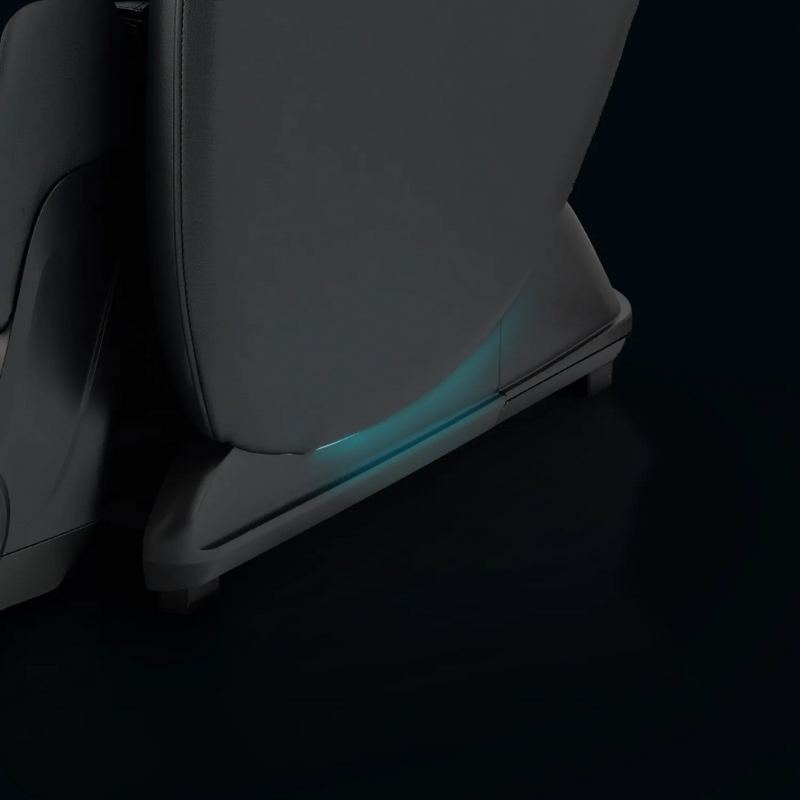 Osaki YogaFlex 4D massage chair with ambient LED lighting glowing softly to create a relaxing atmosphere.