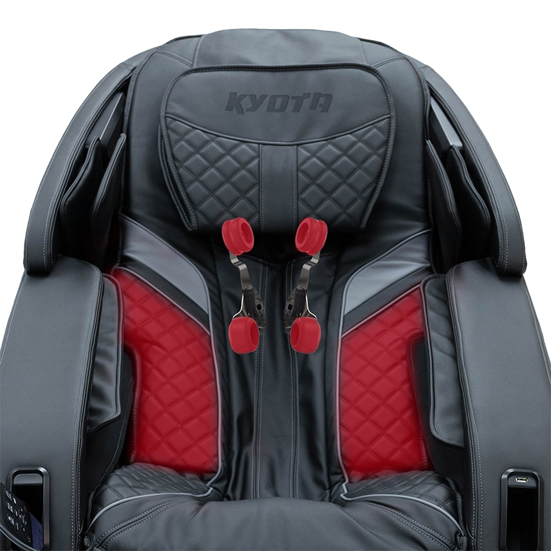 Kyota Yugana M780 4D Massage Chair highlighting lumbar heat modules in the backrest.