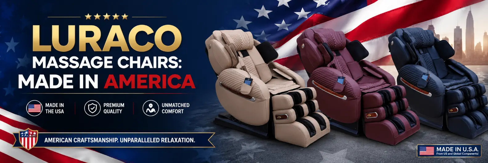 Luraco massage chairs, made in the USA, combine innovative design and top-tier materials to deliver a premium relaxation experience unmatched in the market.