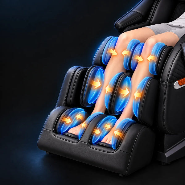 Luraco iRobotics i11 Special Edition Medical Massage Chair featuring advanced knee massage with surrounding airbag compression for targeted comfort and relaxation.