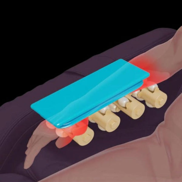 Illustration of patented hand roller massage technology on the Luraco i9 Max Special Edition massage chair.
