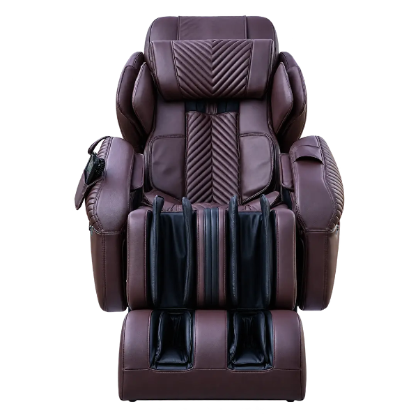 Luraco iRobotics i11 Special Edition Medical Massage Chair in chocolate brown, front view.