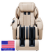 Luraco iRobotics i11 Special Edition Medical Massage Chair in cream leather upholstery, front view.