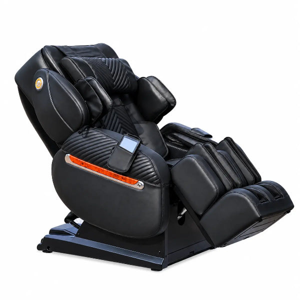 Luraco iRobotics i11 Special Edition black massage chair in reclined position.