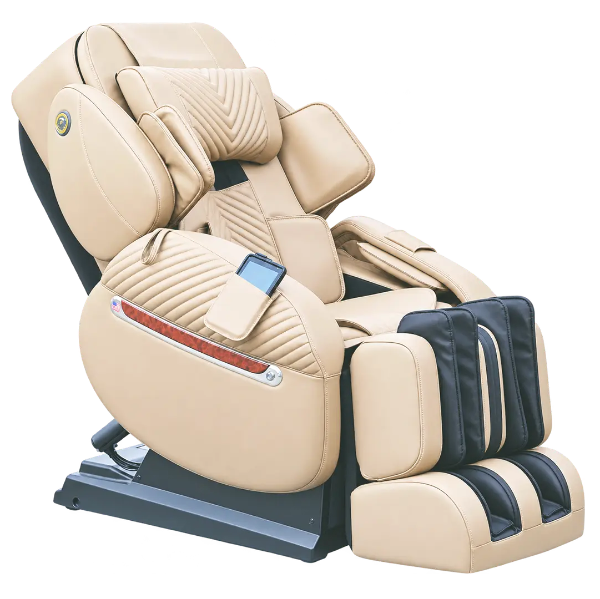 Luraco iRobotics i11 Special Edition Medical Massage Chair in cream, angled view.