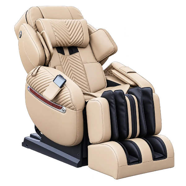 Luraco iRobotics i11 Special Edition Medical Massage Chair slightly angled view in cream.