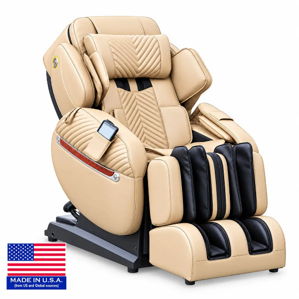 Luraco iRobotics i11 Special Edition Medical Massage Chair in cream, angled view.