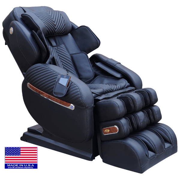 ​The Luraco i9 Max Billionaire Edition Medical Massage Chair is available in an elegant black color, offering a sophisticated and luxurious addition to any space. ​