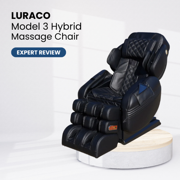 Luraco Model 3 Hybrid massage chair on a white background representing a product review.