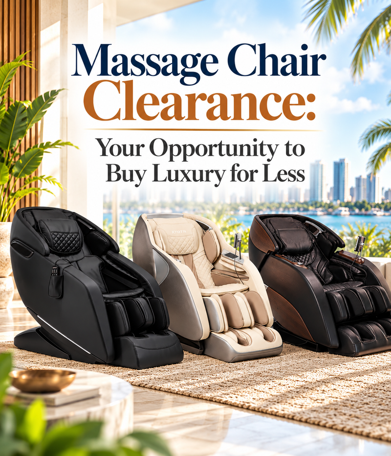 Luxury massage chairs displayed together for a massage chair clearance featuring premium models for less.