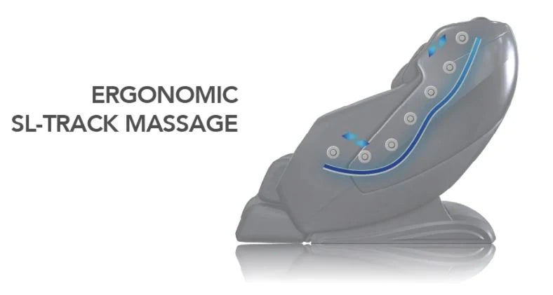 The Osaki Maxim LE 3D massage chair features advanced roller track technology that delivers a customized massage from the neck down to the upper hamstrings, using an L-track system and a computer body scan to tailor each session to the user's body.