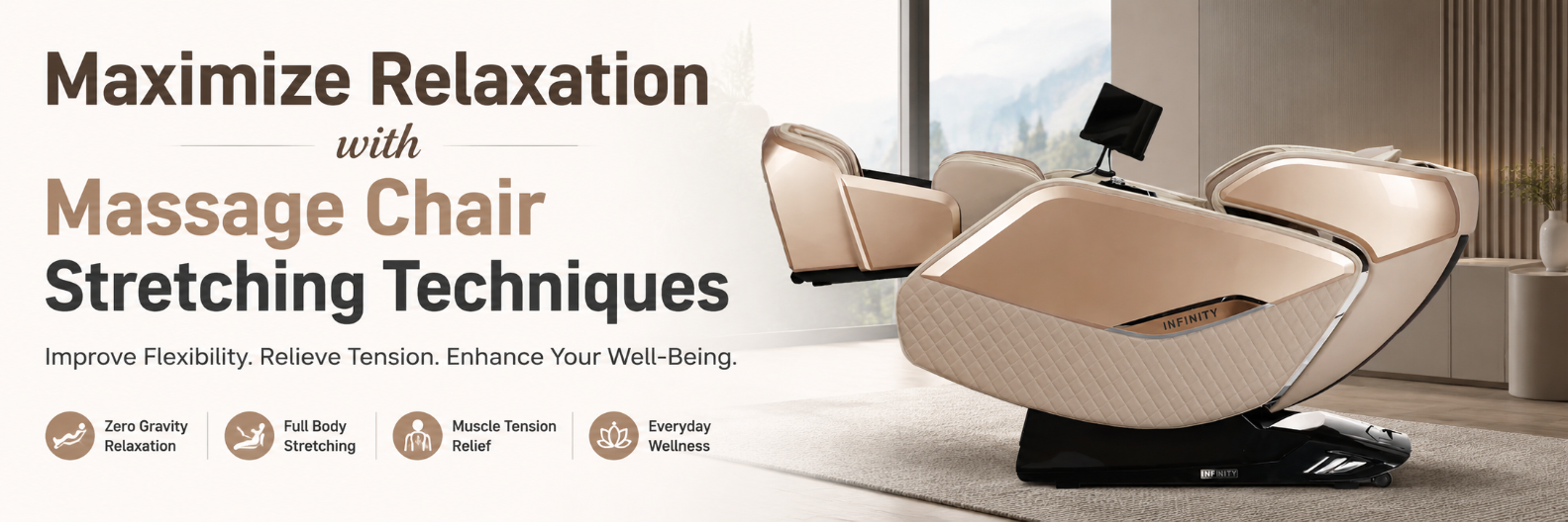 Maximize Relaxation with Massage Chair Stretching Techniques featuring the Infinity massage chair with zero gravity recline, full-body stretching, and advanced massage technology.