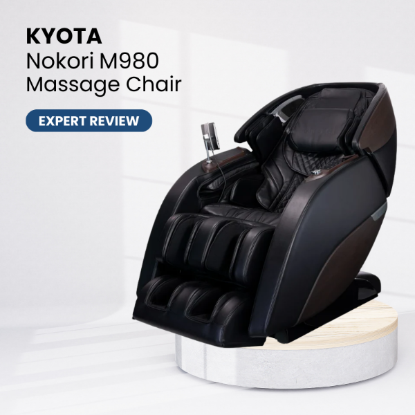 Kyota Nokori M980 massage chair on a white background representing a product review.
